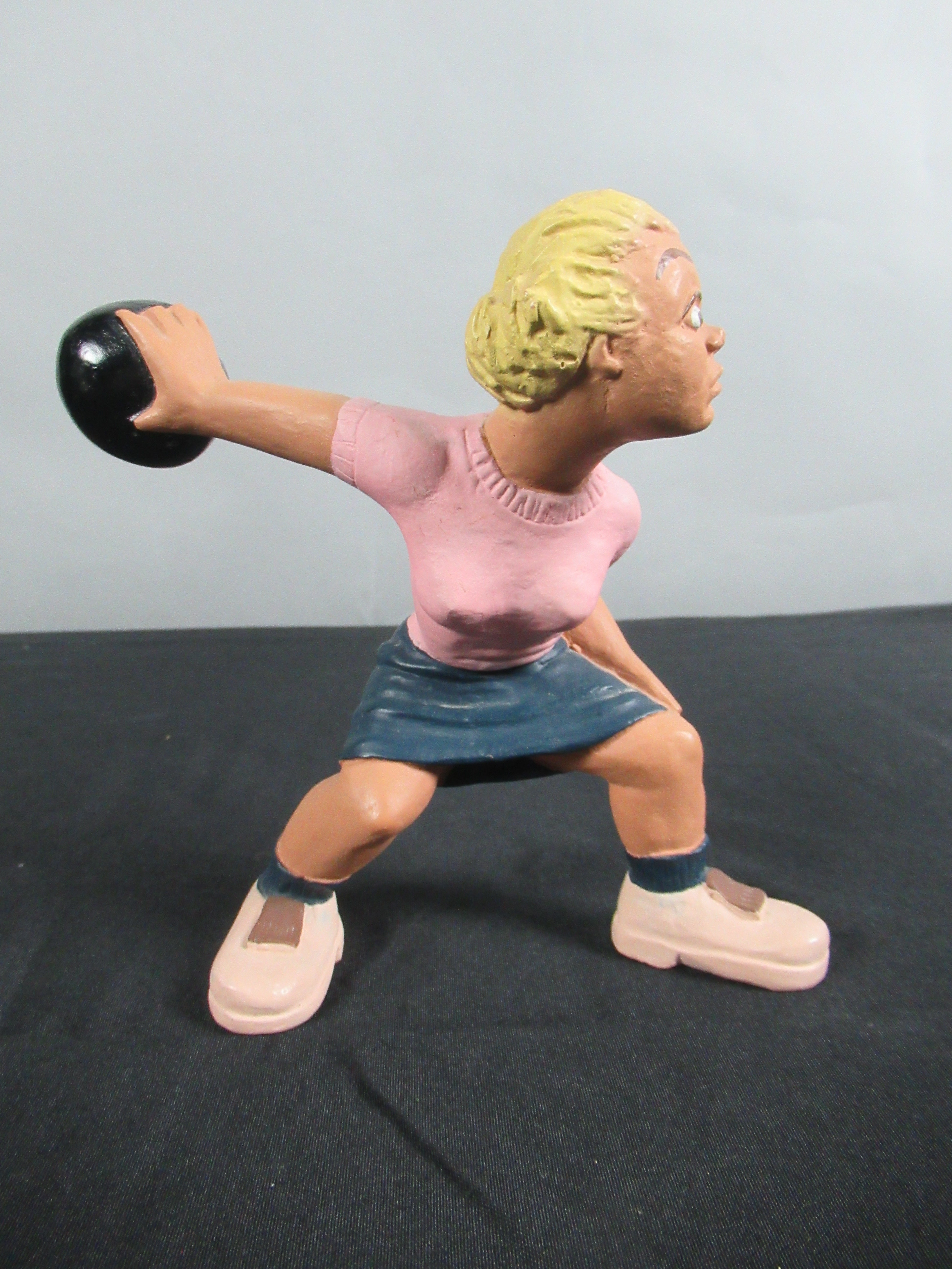 VINTAGE Bowling Figure Pair Set - L. L. Rittgers (c. 1940s) Collectible Sport Chalkware Statuettes